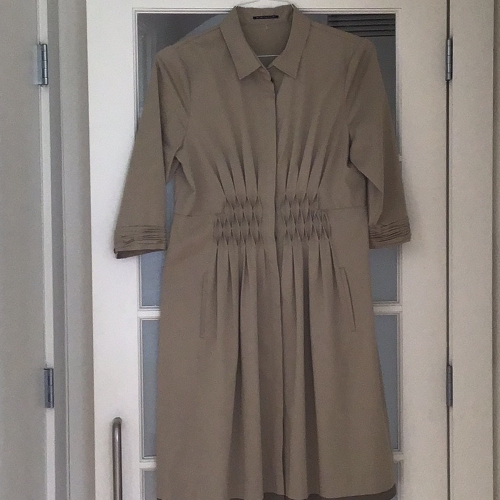 Elie Tahari Tan Pleated Dress